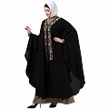 Double layered Irani Kaftan abaya- Black-beige Double layered Irani Kaftan abaya- Black-beige